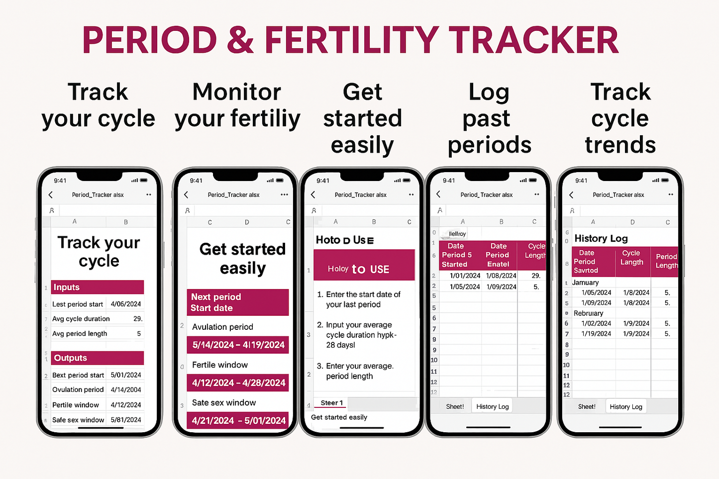 Period & Fertility Tracker ā Excel Sheet (Mobile Friendly)